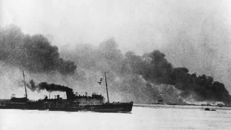 British ship leaving Dunkirk