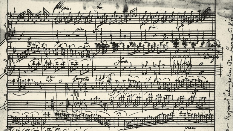 Musical notes written by Mozart