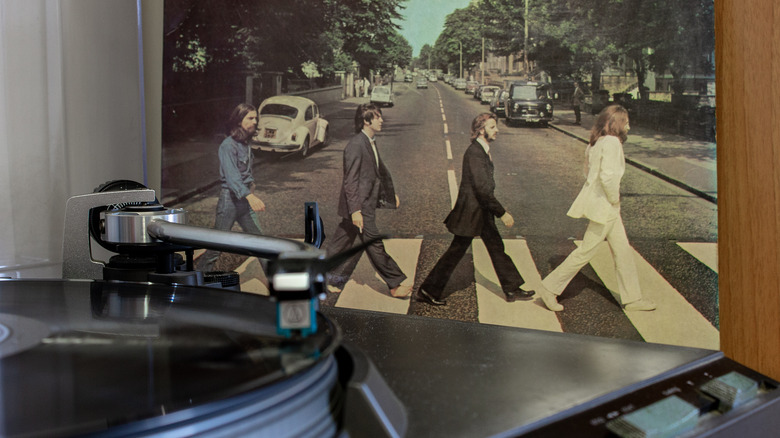Abbey Road album cover and record player