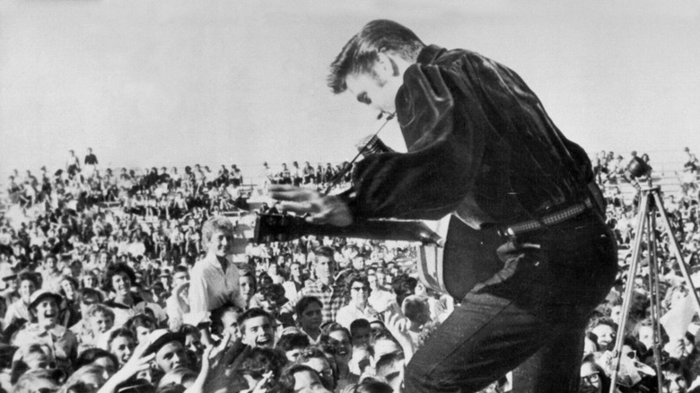 Elvis Presley performing in 1956