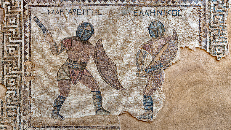 Mosaic of two gladiators