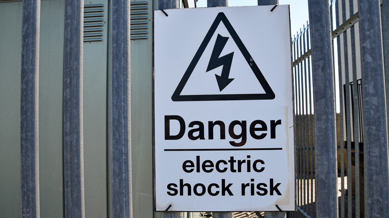 Electric shock danger sign