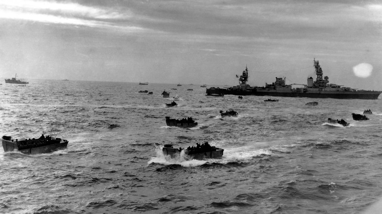 Ships approaching Omaha beach