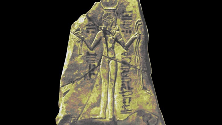 A digital reconstruction of the Qetesh relief plaque, depicting an early version ofAsherah
