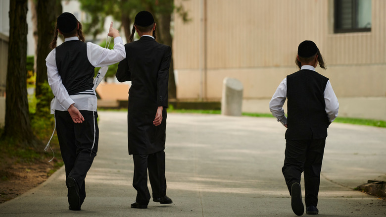 Hasidic Jewish youths walking