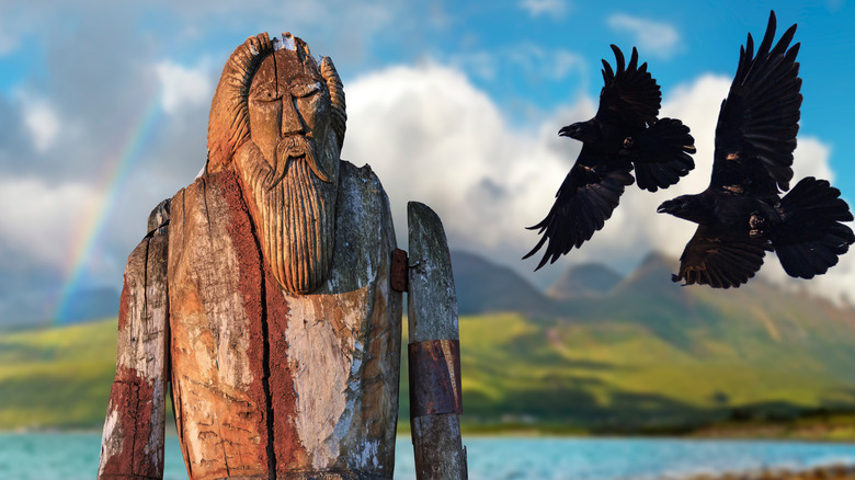 Wooden statue of Odin
