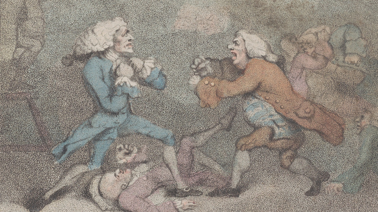 two men brawling