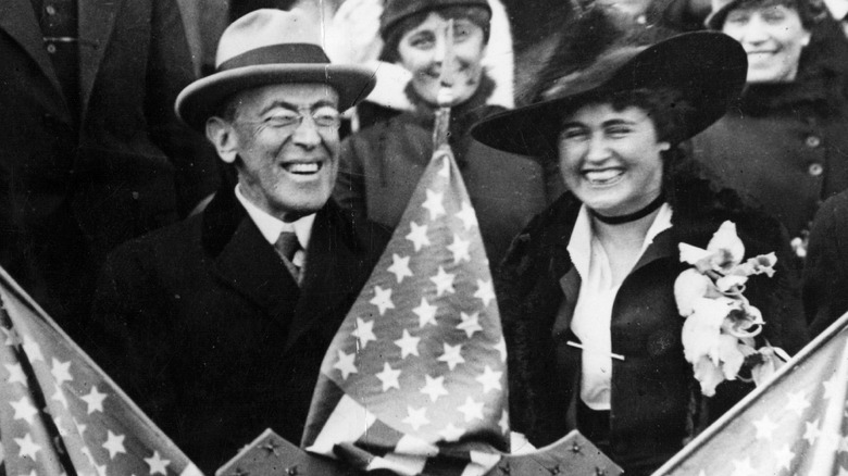 Woodrow and Edith Wilson smiling