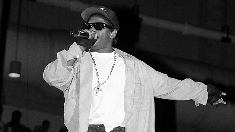 Rapper Eazy-E performing music 