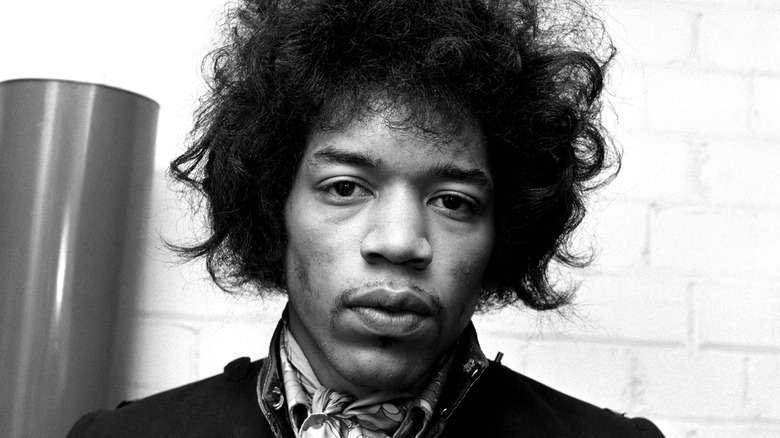 Jimi Hendrix looking at camera