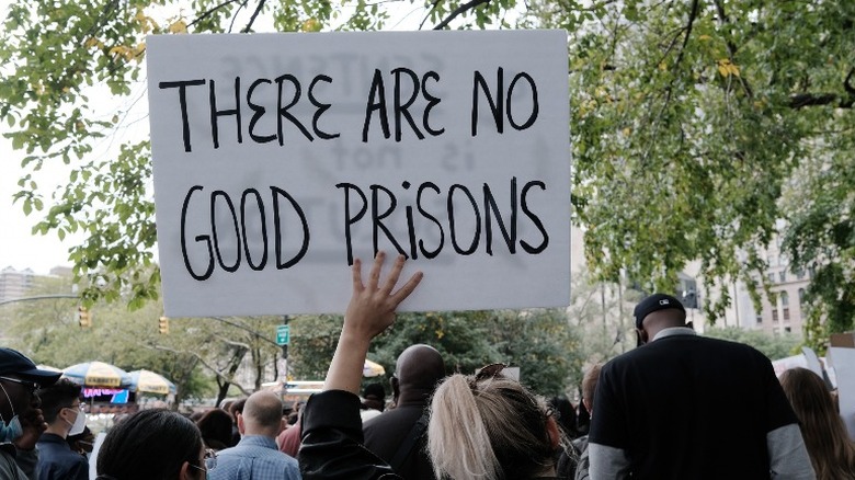 Protesting outside a prison