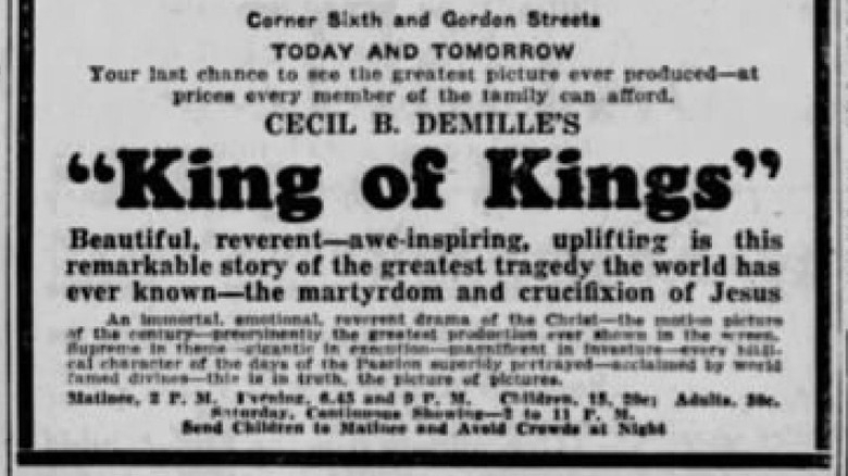 Lotus Theater Ad for King of Kings (1927)