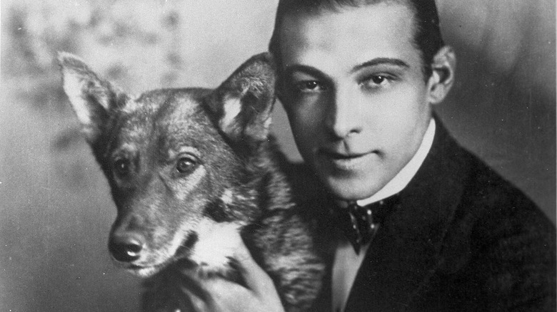 Rudolph Valentino and his dog Kabar