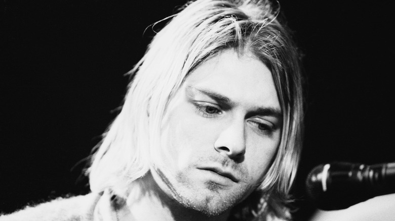 Kurt Cobain at microphone