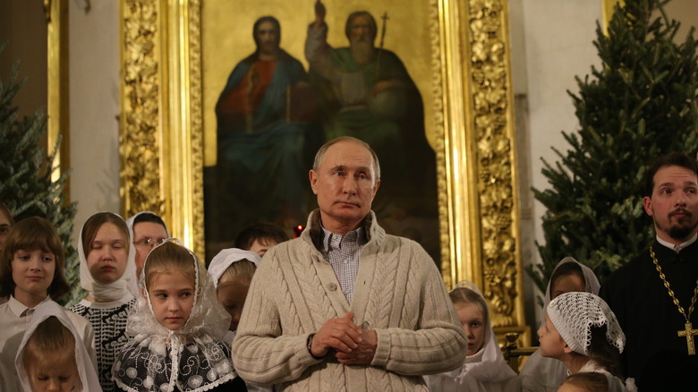 Vladimir Putin in church