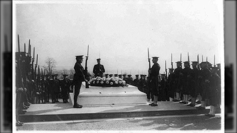 Military funerals at Arlington National Cemetery--honor guard at the Tomb of the Unknown Soldier, between 1921 and 1932