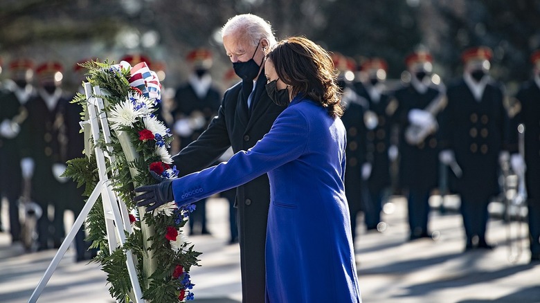 President Joseph R. Biden, Jr. and Vice President Kamala Harris lay a wreath