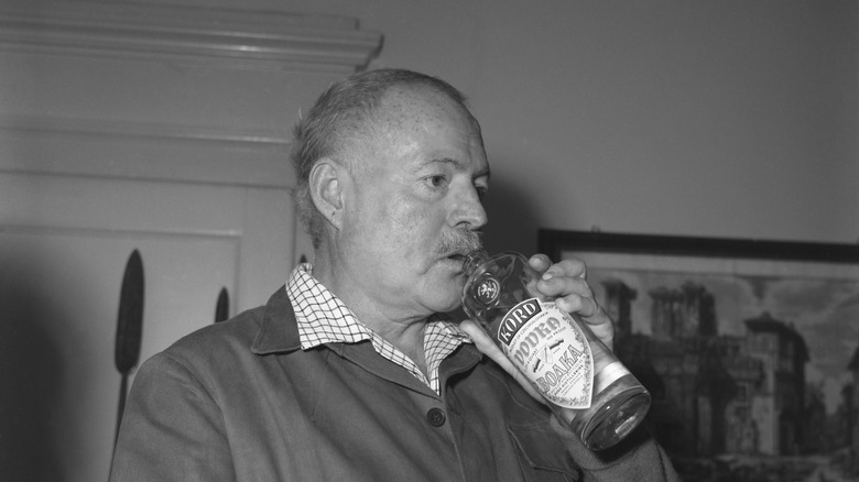 Ernest Hemingway drinking vodka