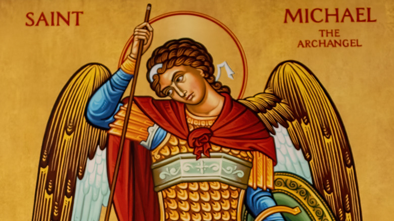 Old illustration of the archangel Michael