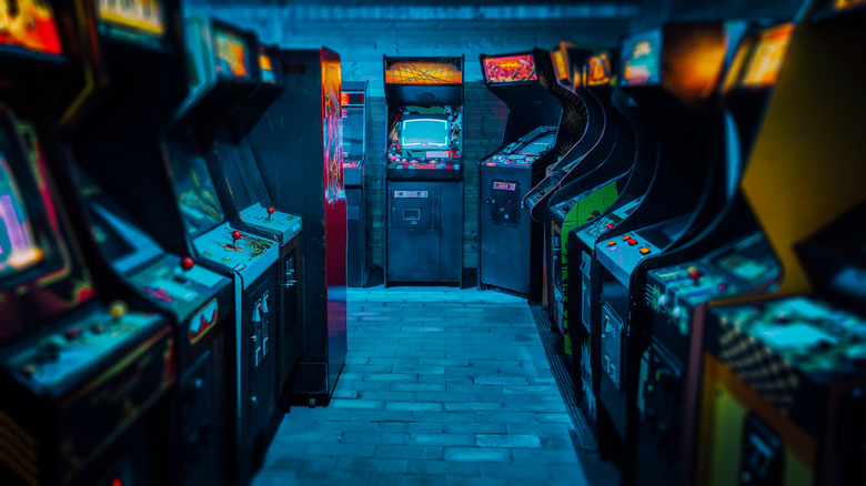An empty video game arcade